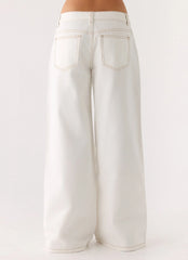 Neo Low Rise Wide Leg Jeans - Ivory