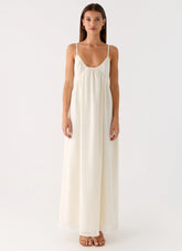 Whisperlight Chiffon Scooped Neck Maxi Dress - White