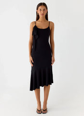 Tranquility Asymmetric Midi Dress - Black