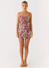 Soul Sound Sequin Mini Dress - Fuchsia Floral Beaded