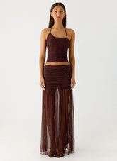 Sparkling Night Maxi Skirt - Chocolate