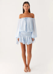 Eira Balloon Sleeve Mini Dress - Baby Blue