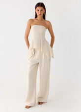 Delong Low Rise Linen Pants - Oatmeal