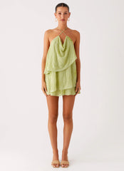 On The Go Beaded Mini Dress - Mint