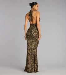 Diana Glitter Leopard Mermaid Formal Dress