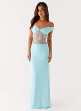 Infatuation Lace Maxi Dress - Turquoise