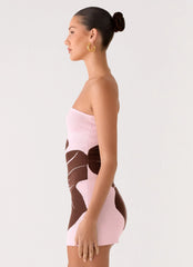 Kader Strapless Knit Mini Dress - Espresso Meadow