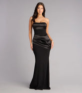 Heather Crepe Satin Lace-Up Formal Dress