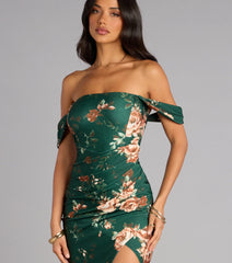 Floral Whispers Off-The-Shoulder Midi Dress