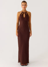 Harlyn Halter Maxi Dress - Chocolate