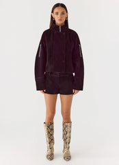 Marlow Faux Suede Jacket - Black