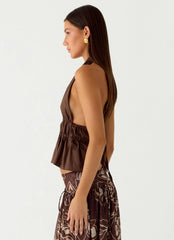 Figaro Halter Top - Chocolate