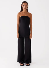 Zoey Satin Tube Top - Black