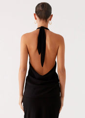 Michaella Chiffon Twist Top - Black