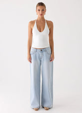 Neo Low Rise Wide Leg Jeans - Light Blue Wash