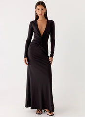 Palm Haze Maxi Dress - Black