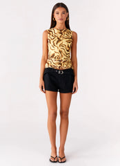 Montana Denim Mini Shorts - Black