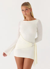 Niella Long Sleeve Wrap Mini Dress - Ivory