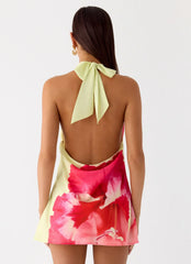 Varindra Cowl Mini Dress - Yellow Floral Spritz