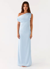 Heart Of Glass Satin Maxi Dress - Blue