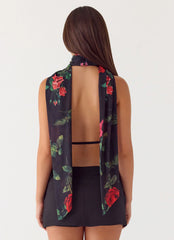 Get Me Halter Backless Top - Midnight Bloom