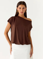 Raeni Off Shoulder Top - Chocolate