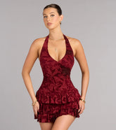Soft Spotlight Halter Skater Dress