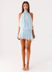 Willow Lace Mini Dress - Blue