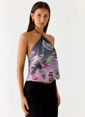 Twisted Love Halter Top - Ombre Floral Affair