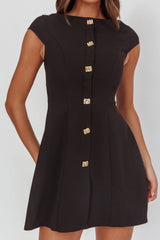 Rebel Cap Sleeve Mini Dress Black