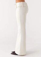 Zadie Low Rise Cord Jeans - Pearl