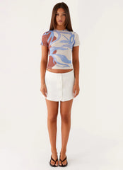 Late Night Mesh Baby Tee - Bloom Wave Print