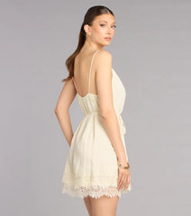Pretty Plans Chiffon And Lace Skater Dress