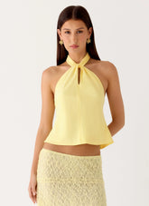 Maddox Scarf Top - Lemon
