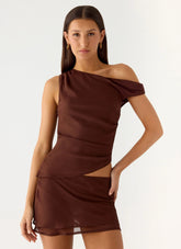 Stereotype One Shoulder Top - Chocolate