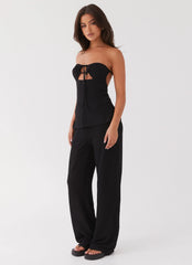 Jadey Waffle Pants - Black