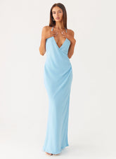 Just A Kiss Cowl Maxi Dress - Turquoise