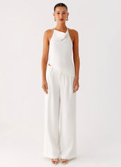 Delong Backless Linen Top - White