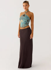 Star Girl Chiffon Maxi Skirt - Cool Chocolate