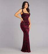 Clara Velvet Mesh Lace-Up Formal Dress