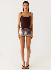 Danni Micro Shorts - Chocolate Stripe