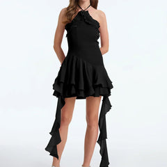 Halter Fringe Hem Mini Dress