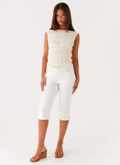 Rocco Denim Capri Pants - Off White