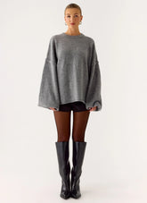 Jack Oversized Knit Sweater - Grey