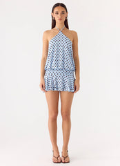 Keay Mini Dress - Blue Mocha Dot