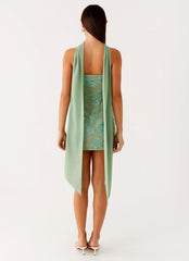 Kiesha Strapless Scarf Mini Dress - Mint
