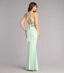 Lydia Halter Lace-Up Mermaid Formal Dress