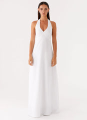 Heavy Hearted Linen Maxi Dress - White