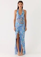 Last Sequence Maxi Dress - Aqua Paisley