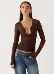 Francis Long Sleeve Top - Chocolate